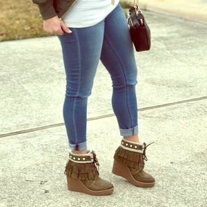 Sam Edelman fringe bootie in olive green